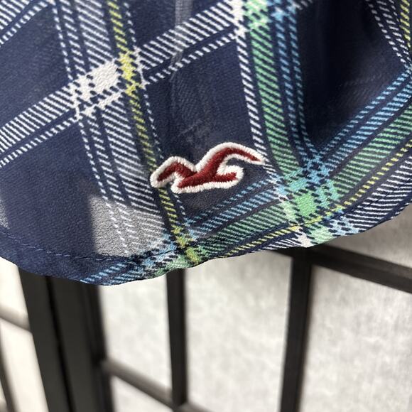 Hollister Y2K Peplum Preppy Plaid Sheer Top Medium Romantic‎ - Picture 3 of 6